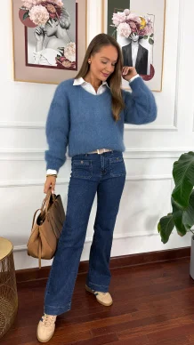 Moherowy sweter Lily niebieski