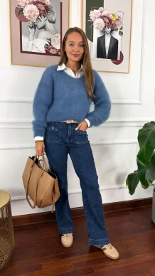 Moherowy sweter Lily niebieski