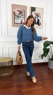 Moherowy sweter Lily niebieski