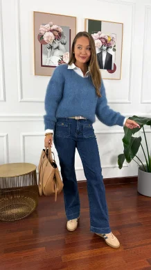 Moherowy sweter Lily niebieski