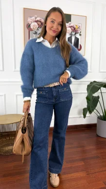 Moherowy sweter Lily niebieski
