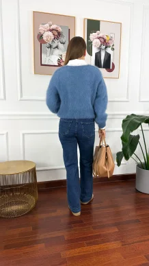 Moherowy sweter Lily niebieski
