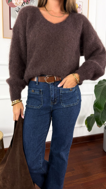 Moherowy sweter Lily czekoladowy