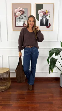 Moherowy sweter Lily czekoladowy