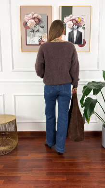 Moherowy sweter Lily czekoladowy