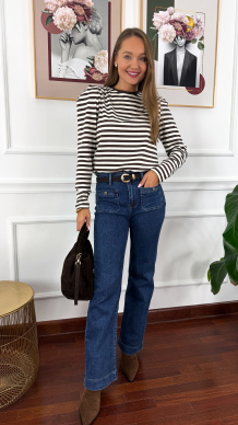 Bawełniana bluzka Renza czekoladowa w paski