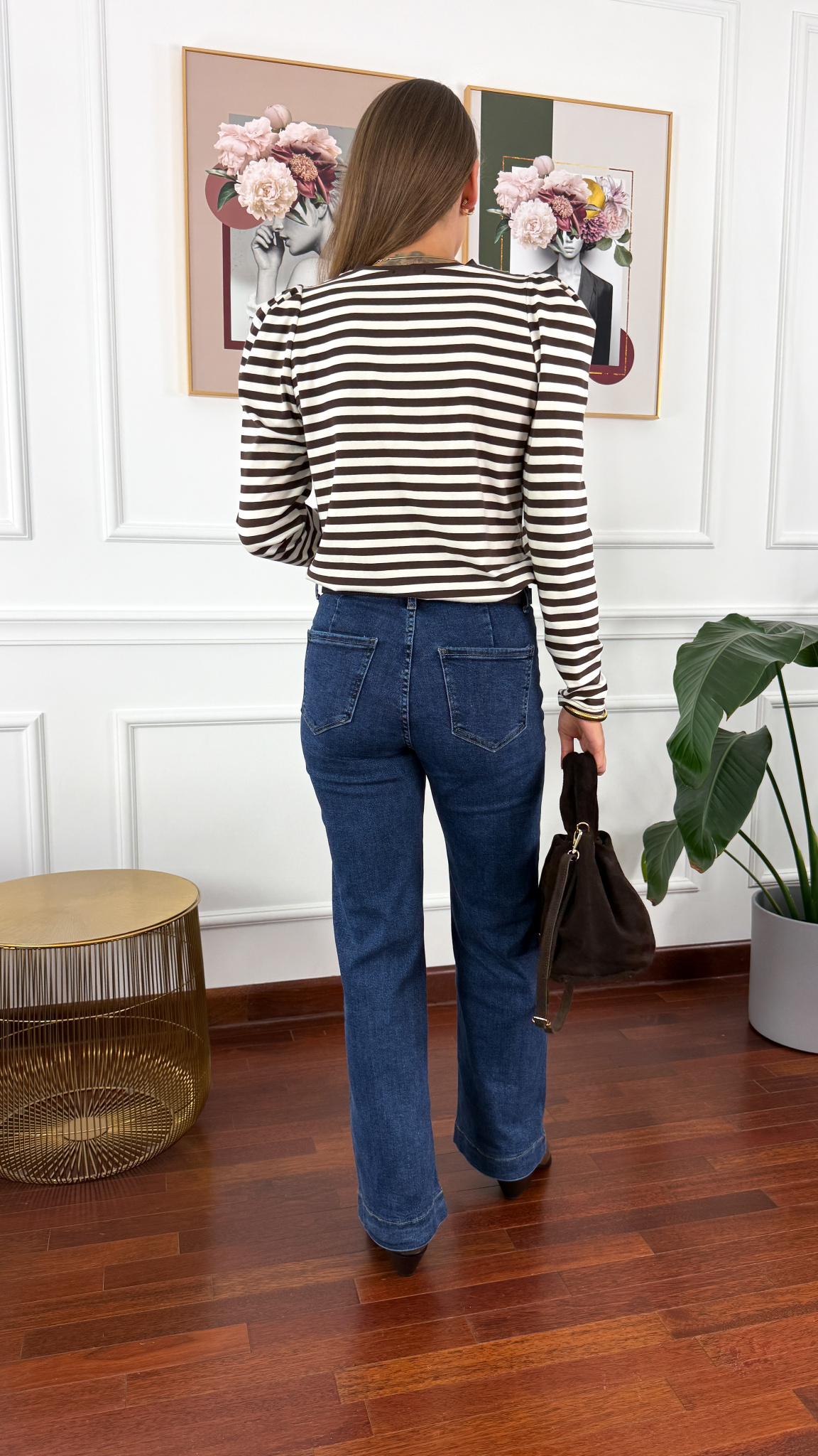 Bawełniana bluzka Renza czekoladowa w paski