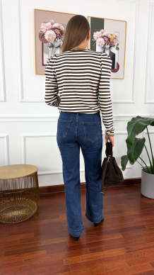 Bawełniana bluzka Renza czekoladowa w paski