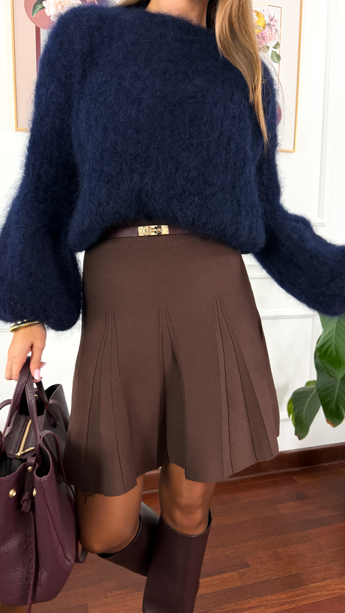 Moherowy sweter Maja granatowy