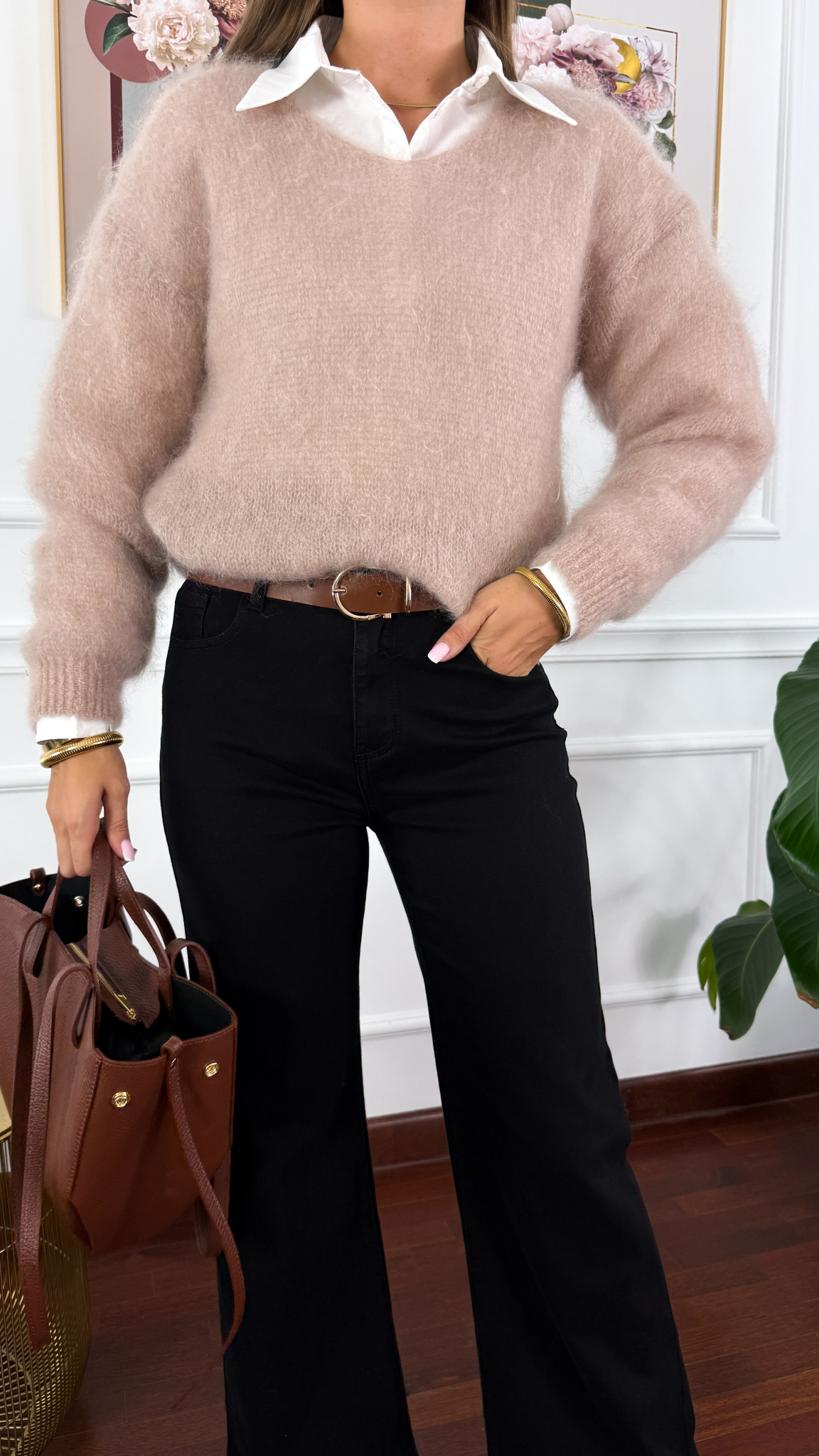 Moherowy sweter Lily beżowy