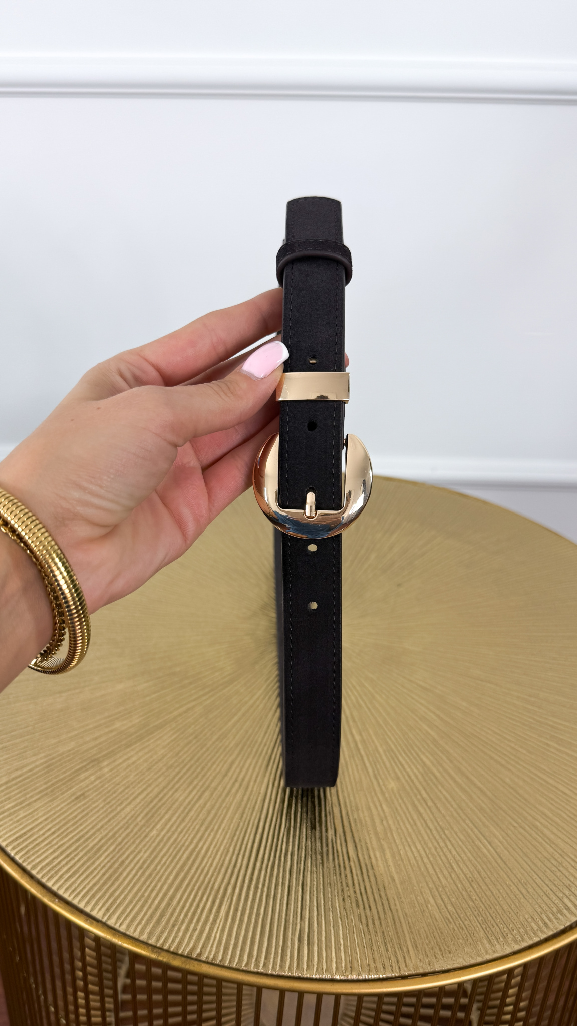 Skórzany pasek Sol zamszowy czekoladowy