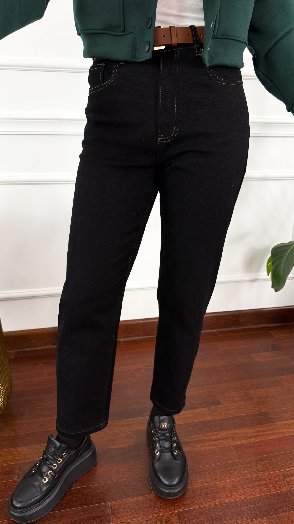 Jeansowe spodnie Zita balloon ciemny denim