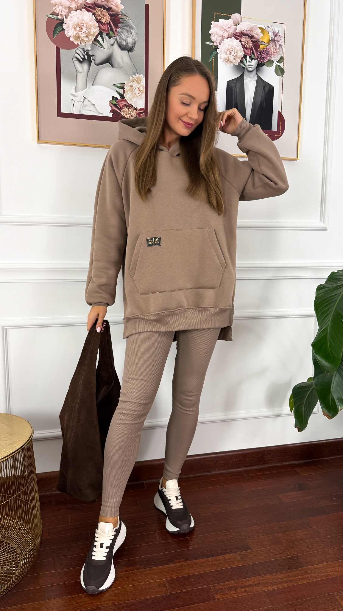 Bawełniany komplet dresowy Celine beżowy