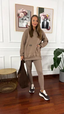 Bawełniany komplet dresowy Celine beżowy