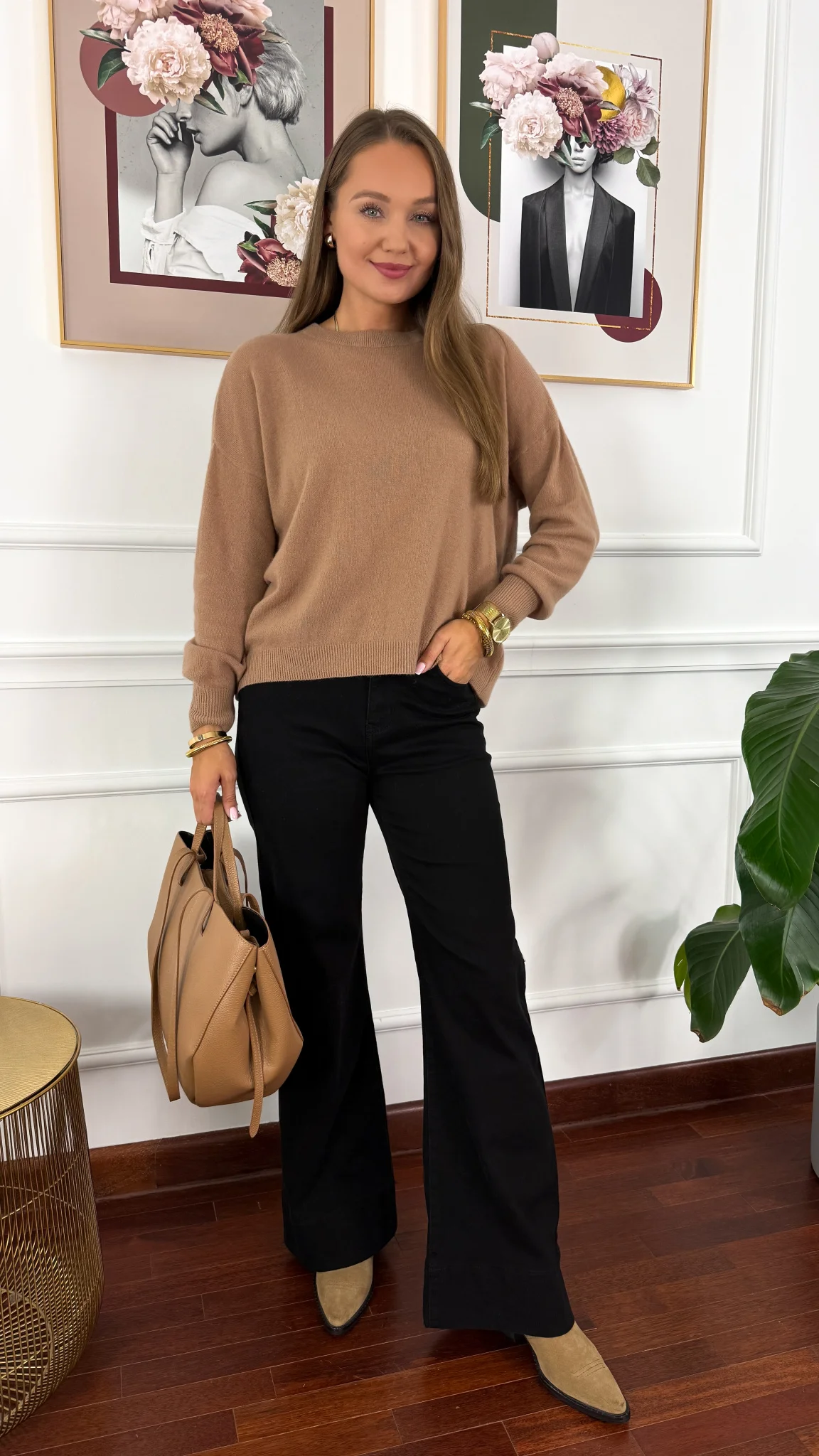 Wełniany sweter Zaria camel