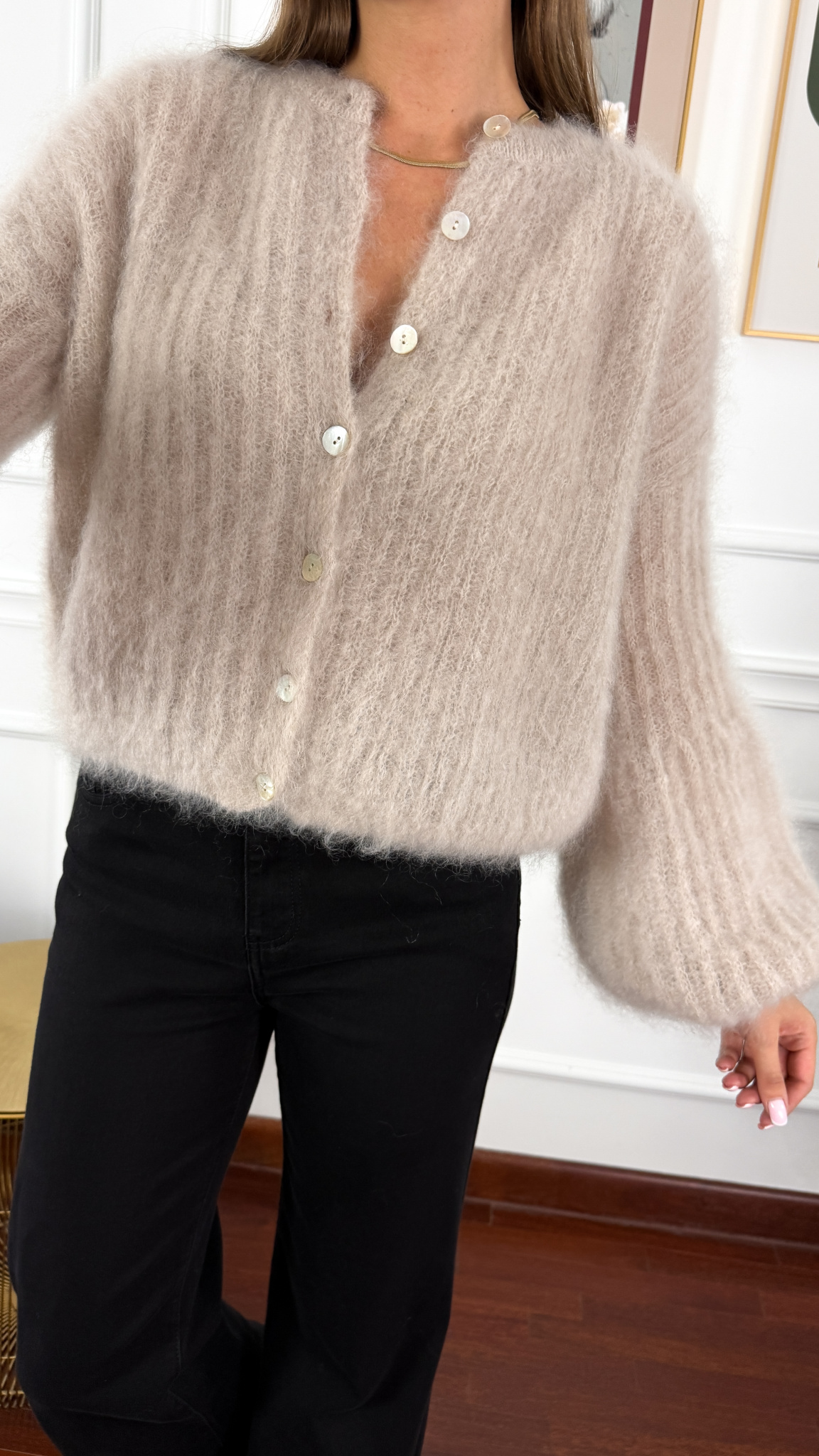 Moherowy Kardigan Armina jasny beż