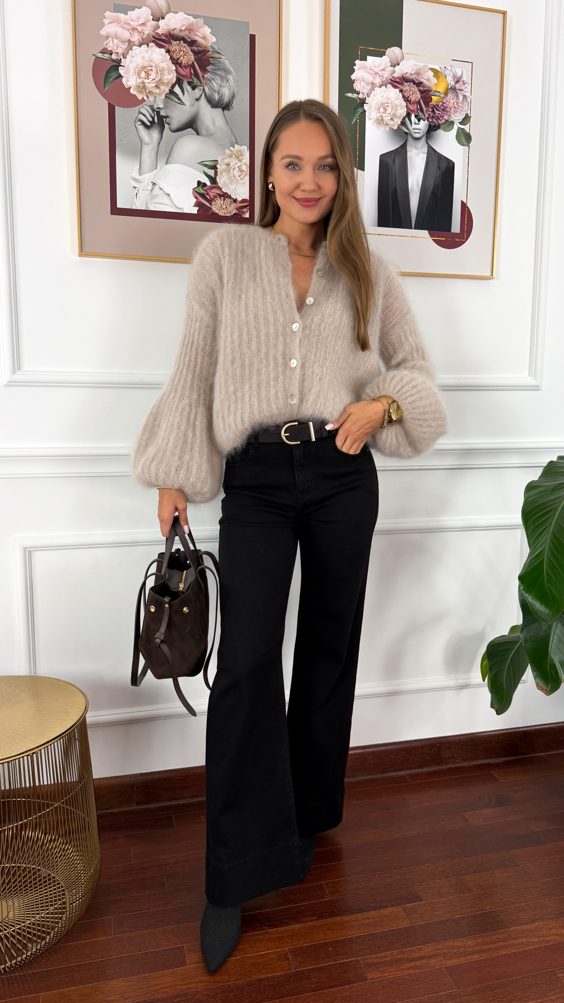 Moherowy Kardigan Armina jasny beż