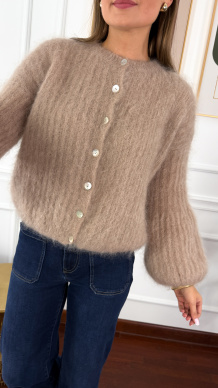 Moherowy Kardigan Armina ciemny beż