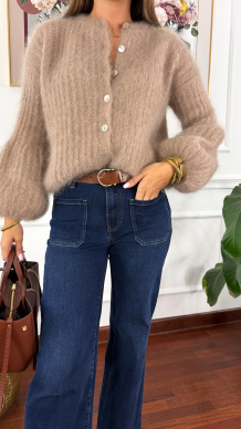 Moherowy Kardigan Armina ciemny beż