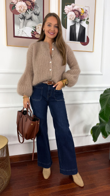 Moherowy Kardigan Armina ciemny beż