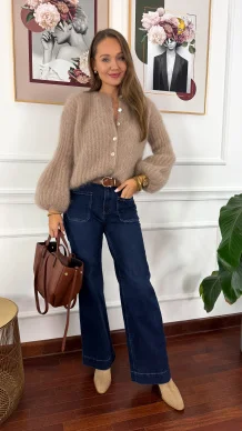 Moherowy Kardigan Armina ciemny beż