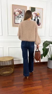 Moherowy Kardigan Armina ciemny beż