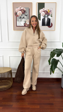 Bawełniany komplet dresowy Cira beżowy