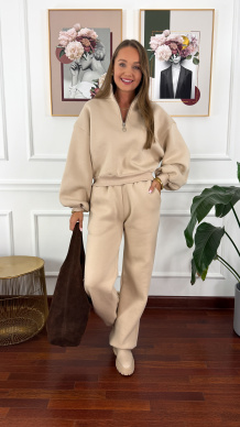 Bawełniany komplet dresowy Cira beżowy