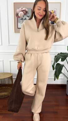 Bawełniany komplet dresowy Cira beżowy