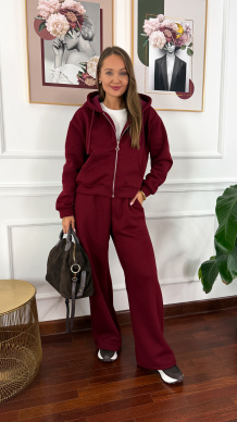 Bawełniany komplet dresowy Elodie burgundowy