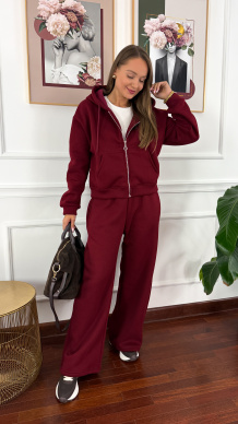 Bawełniany komplet dresowy Elodie burgundowy