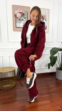 Bawełniany komplet dresowy Elodie burgundowy