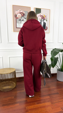 Bawełniany komplet dresowy Elodie burgundowy