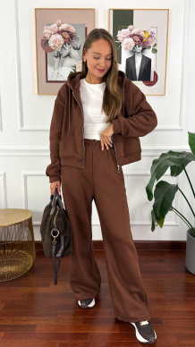 Bawełniany komplet dresowy Elodie brązowy