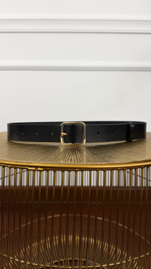 Pasek skórzany Stacy czarny-złoty