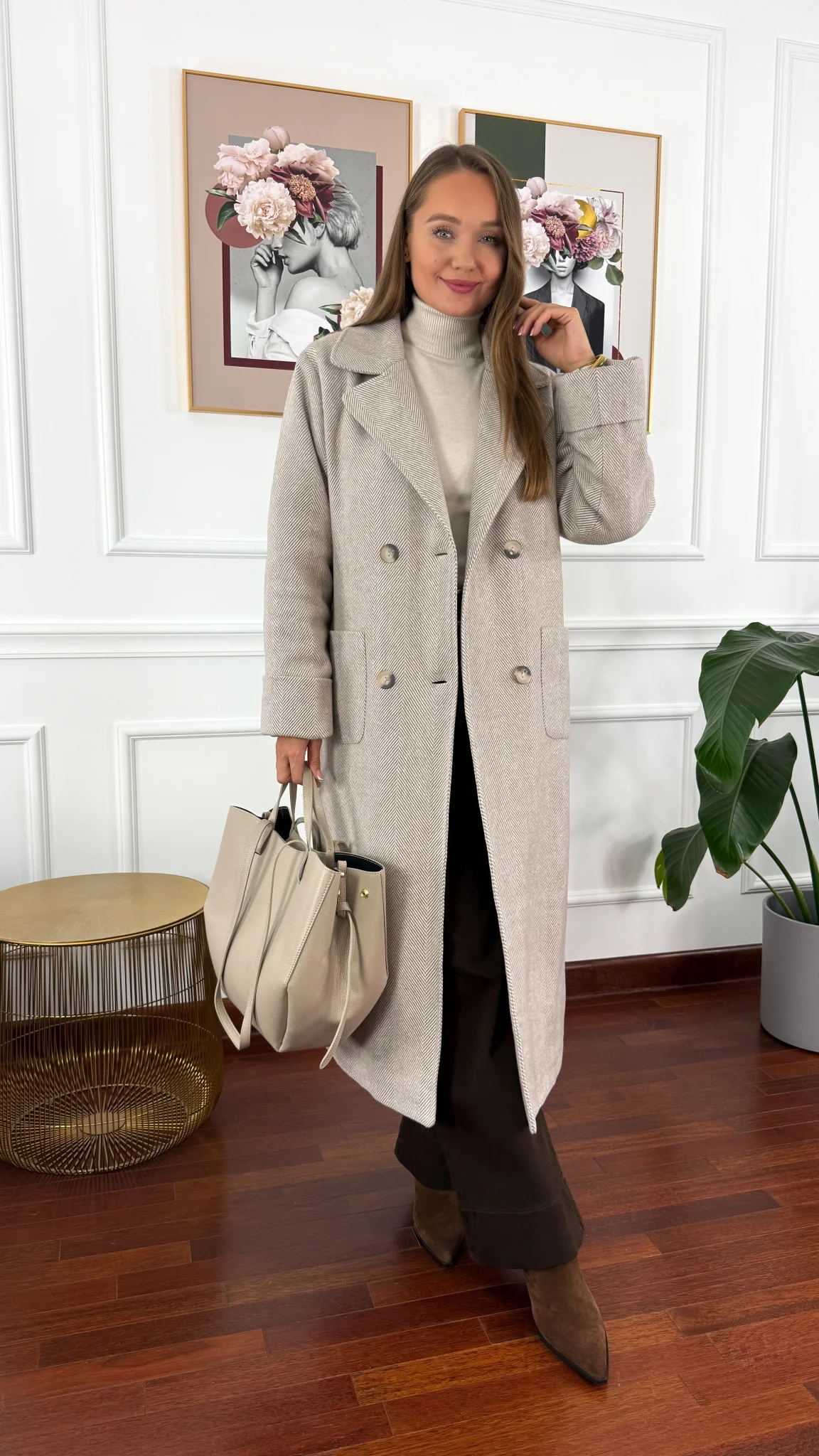 Kaszmirowy płaszcz Vita beżowy