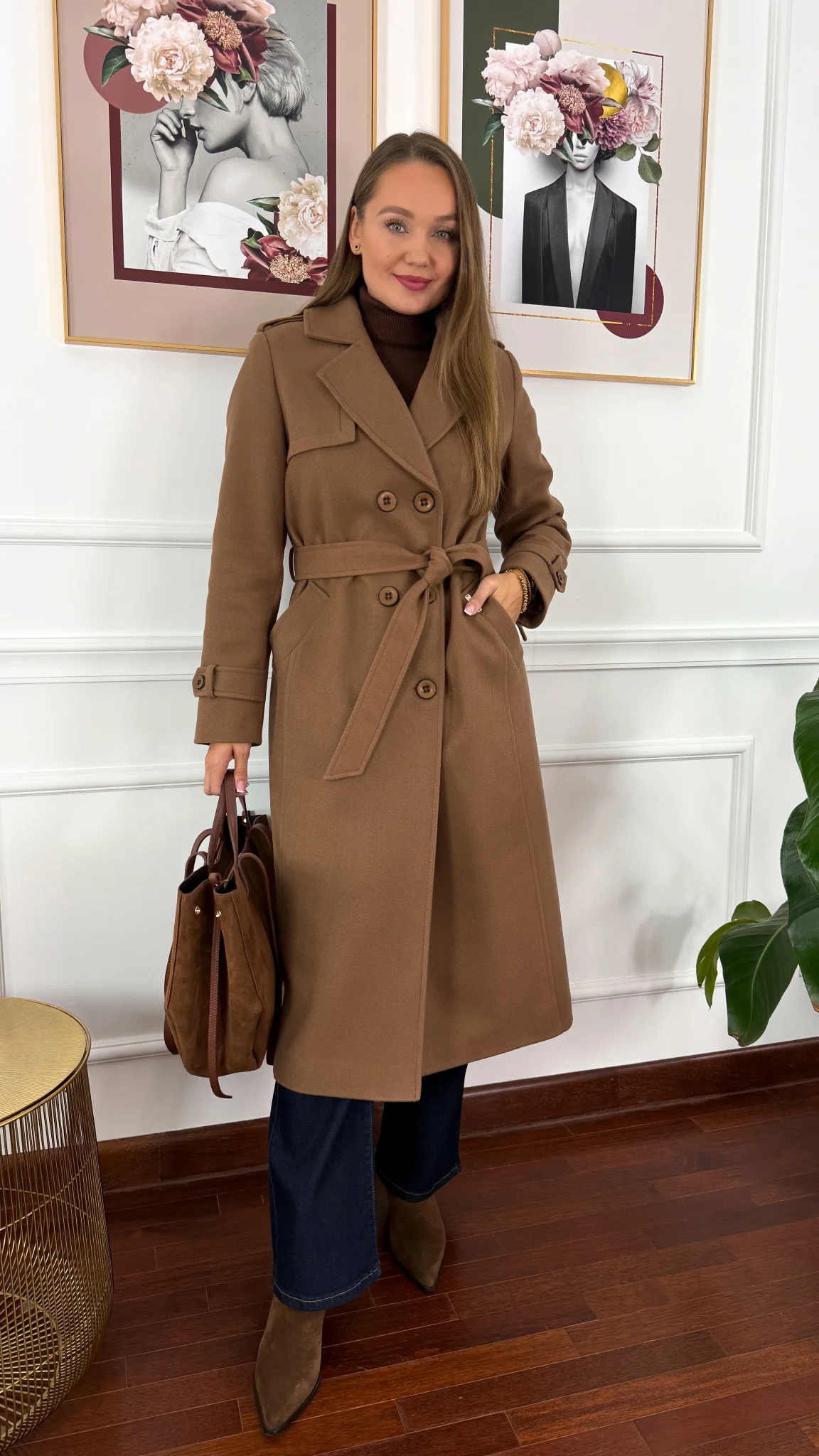 Wełniany płaszcz Lucia camel