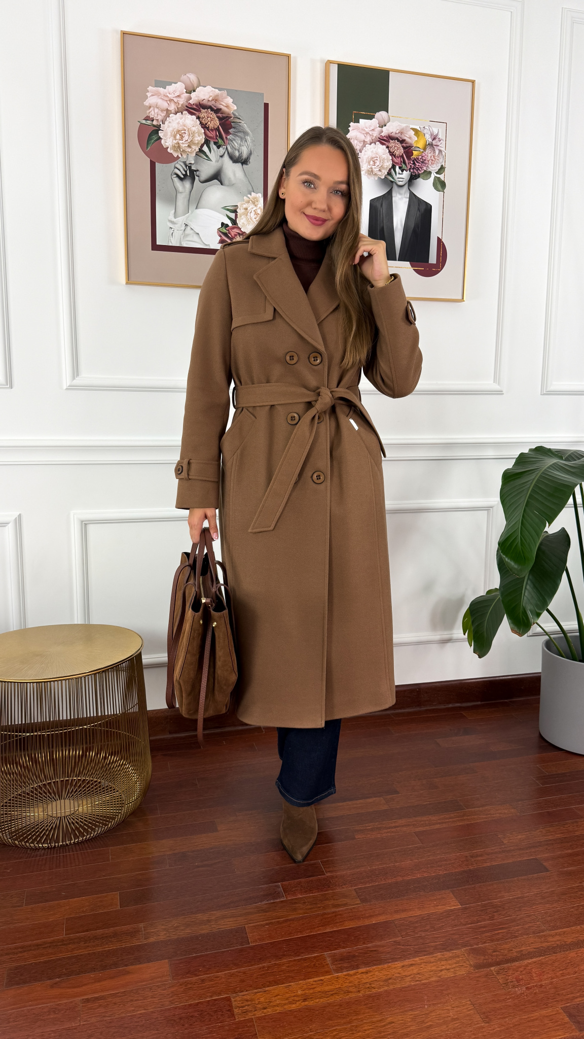 Wełniany płaszcz Lucia camel