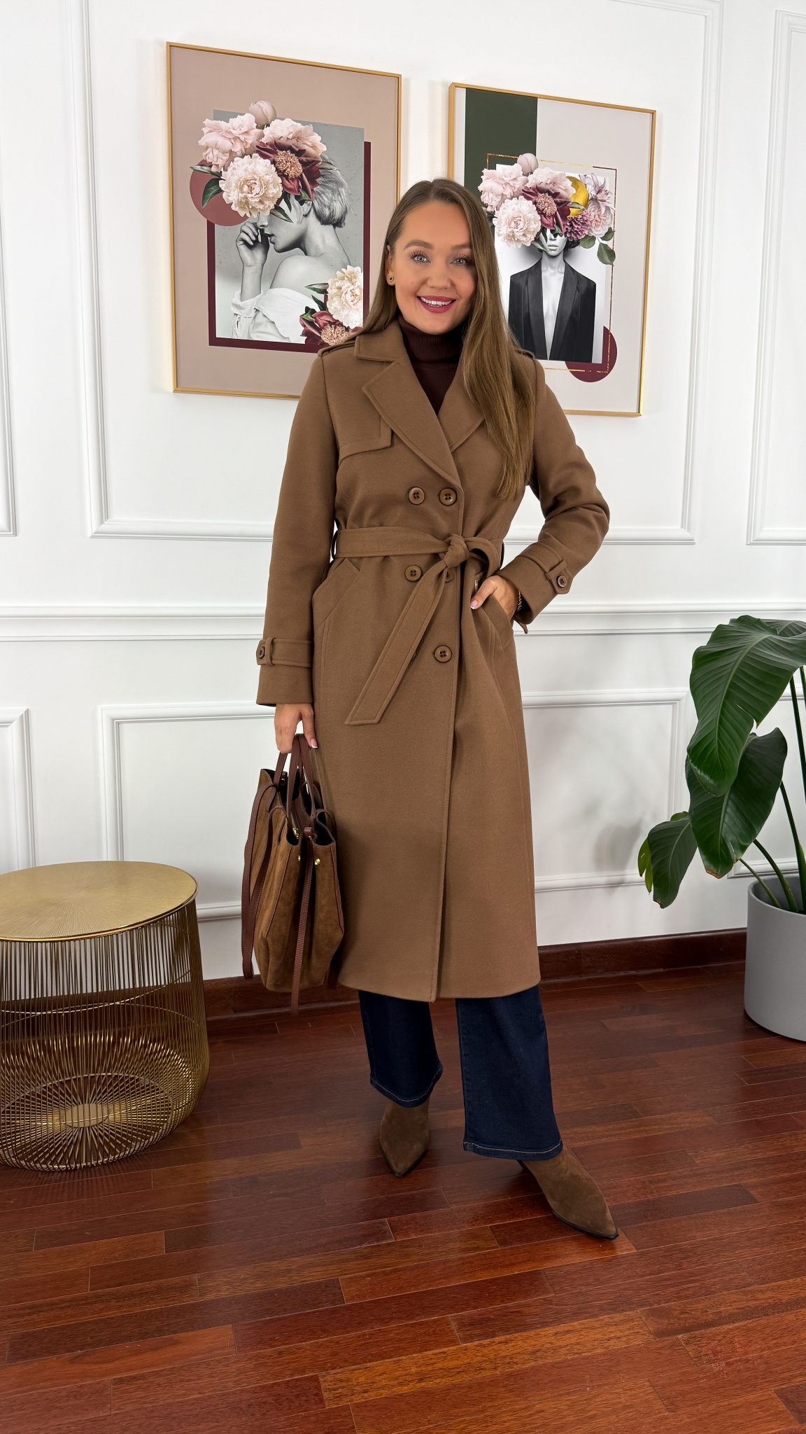 Wełniany płaszcz Lucia camel