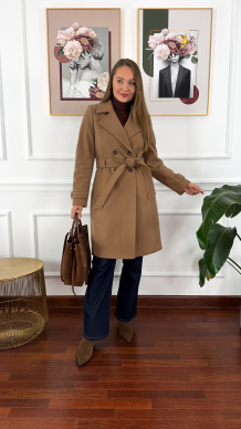 Wełniany płaszcz Sibilla camelowy