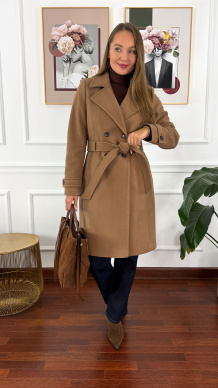 Wełniany płaszcz Sibilla camelowy