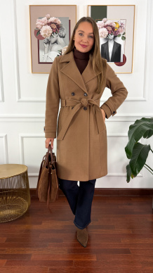 Wełniany płaszcz Sibilla camelowy