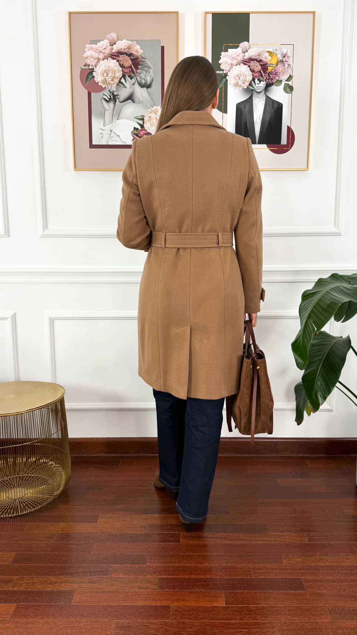 Płaszcz z wełną Sibilla camelowy