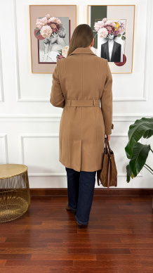 Wełniany płaszcz Sibilla camelowy