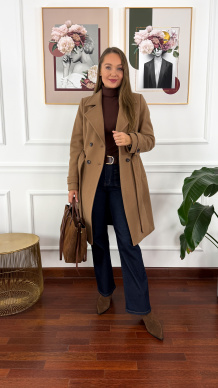 Wełniany płaszcz Sibilla camelowy