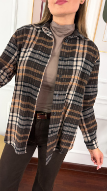 Koszula w kratę Vivi czarno-brązowa