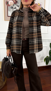 Koszula w kratę Vivi czarno-brązowa