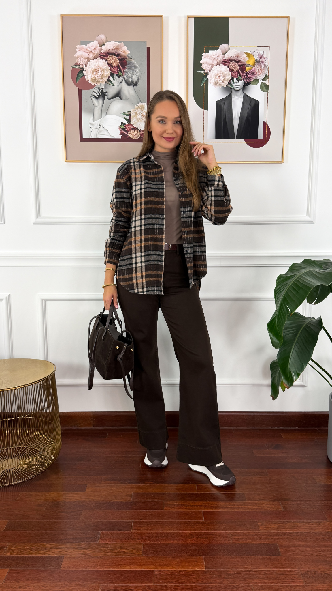 Koszula w kratę Vivi czarno-brązowa