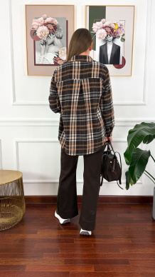 Koszula w kratę Vivi czarno-brązowa