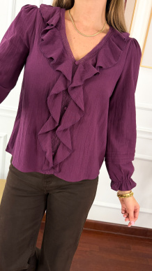 Bawełniana koszula Maison fioletowa